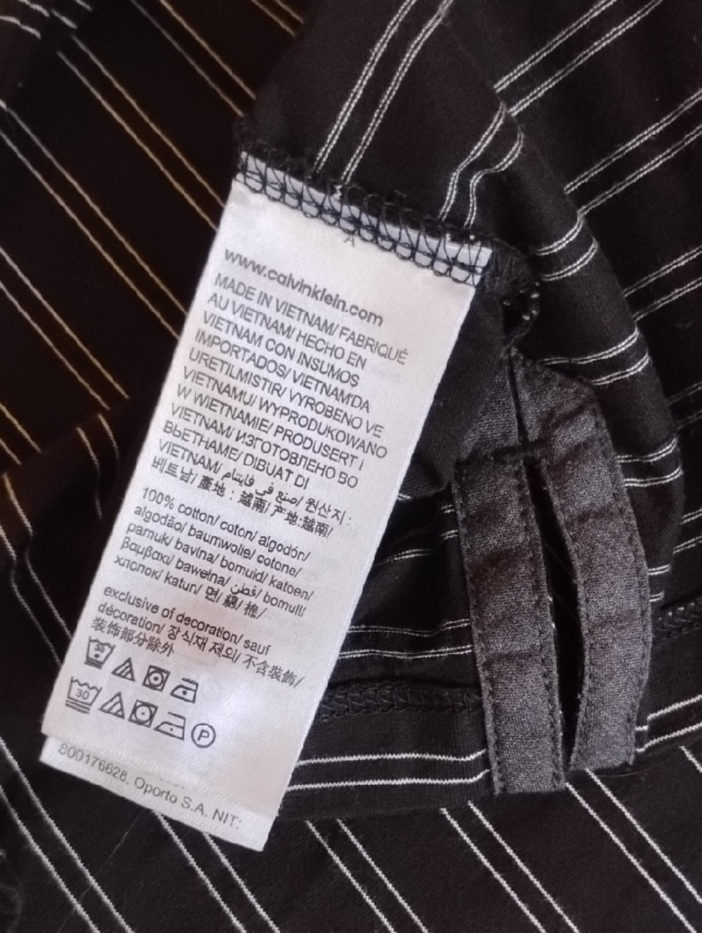 NWOT Calvin Klein Liquid Touch Striped Cotton Polo Shirt L Black White - Picture 5 of 7